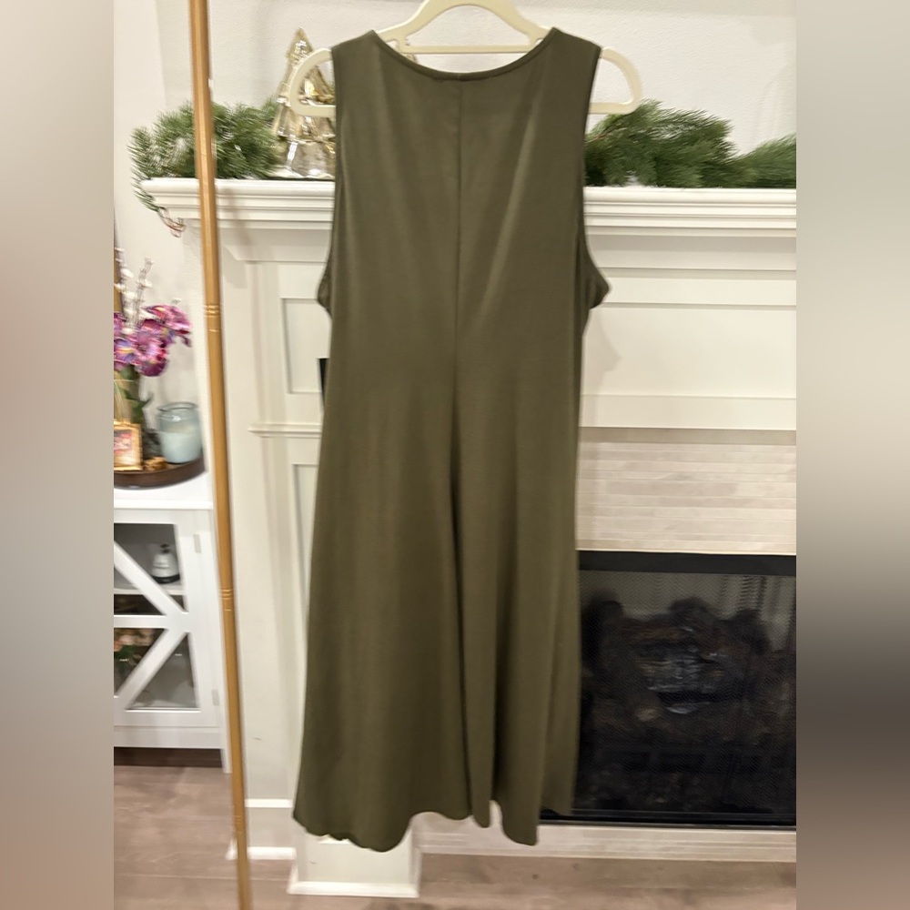 NWT Tiana B. Olive Green Shark Bite Swing Dress - Size XL - Picture 7 of 9